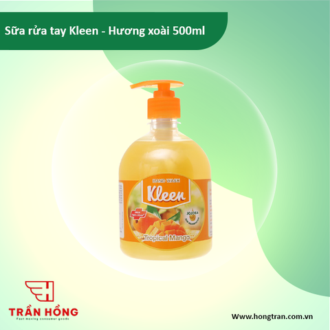 Sữa rửa tay Kleen - Hương xoài 500ml x 12 chai