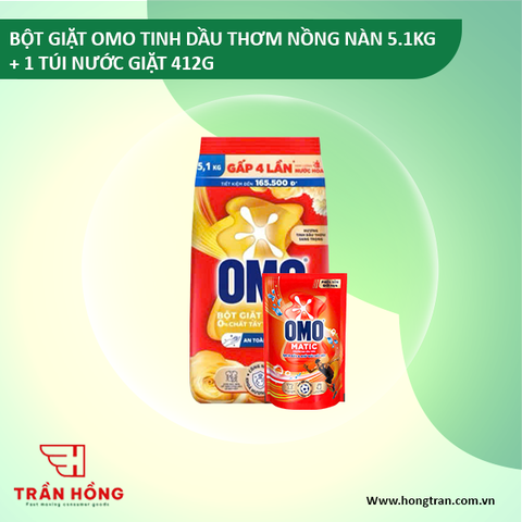 BỘT GIẶT OMO TINH DẦU THƠM NỒNG NÀN 5.1KG + 1 TÚI NG 412G) x 2 BỘ