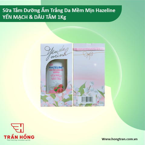 Sữa Tắm Dưỡng Ẩm Trắng Da Mềm Mịn Hazeline YẾN MẠCH & DÂU TẰM 1Kg x 12 CHAI
