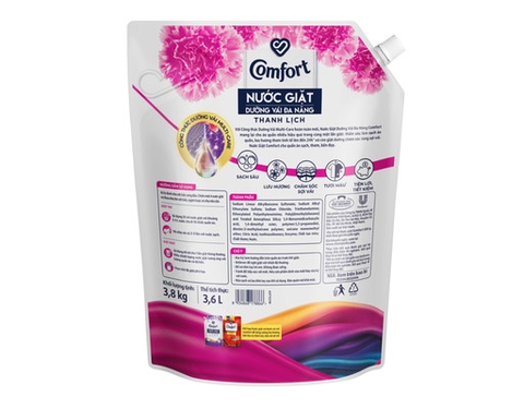 NƯỚC GIẶT COMFORT DƯỠNG VẢI THỜI THANH LỊCH ( HỒNG ) 3.8L x 4 TÚI