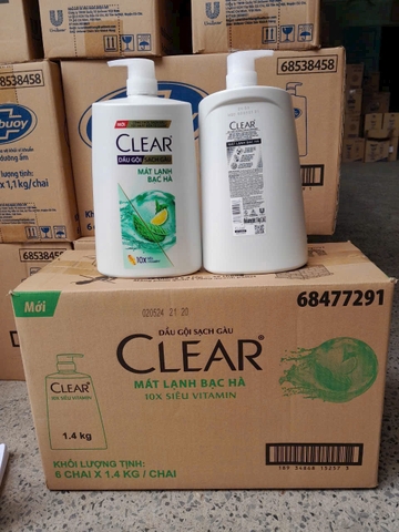 DẦU GỘI CLEAR MÁT LẠNH BẠC HÀ 1.4KG x 6 CHAI