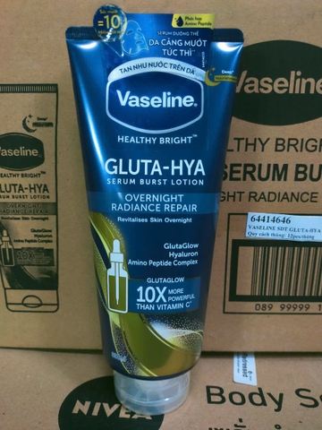 Sữa Dưỡng Thể Trắng Da Ban Đêm Vaseline Healthy Bright Gluta-Hya Serum Burst Lotion 10x 330ml X 12 Tuýp