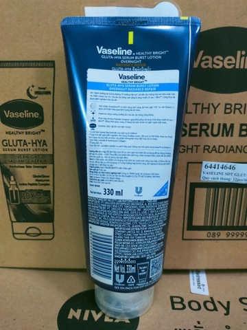 Sữa Dưỡng Thể Trắng Da Ban Đêm Vaseline Healthy Bright Gluta-Hya Serum Burst Lotion 10x 330ml X 12 Tuýp