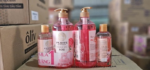 SỮA TẮM THIÊN NHIÊN PURITE HƯƠNG HOA HỒNG 850ml+250ml/́12 bộ