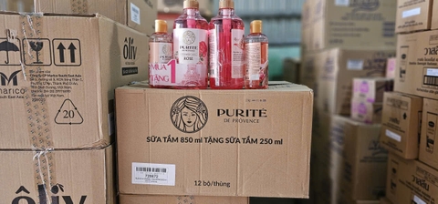 SỮA TẮM THIÊN NHIÊN PURITE HƯƠNG HOA HỒNG 850ml+250ml/́12 bộ