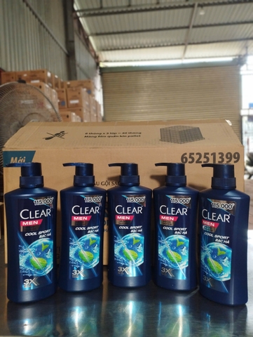DẦU GỘI CLEAR MEN COOL SPORT BẠC HÀ 350ML x 24 CHAI