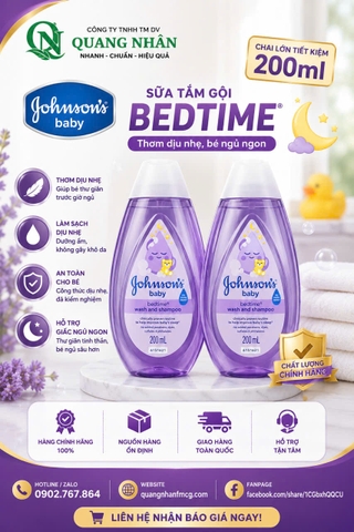 Sữa tắm gội Johnson's baby bedtime bath 200ml x 48 chai