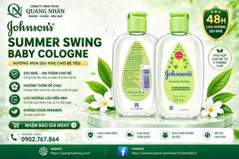 Nước hoa johnson baby 50ml màu xanh lá x 36 chai/Thùng
