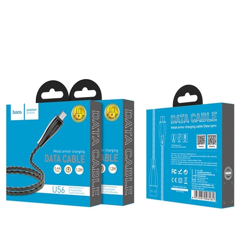 Cáp sạc và truyền dữ liệu Hoco U56 Metal Armor USB sang Micro-USB 1.2m