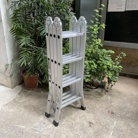 Thang nhôm Ninda ND-404 gấp chữ M, cao 4m7