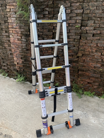 Thang nhôm rút gọn NiNDA ND-44AIS chữ A 2m2, có bánh xe tiện lợi