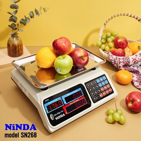 Cân điện tử tính tiền NiNDA SN268 tải trọng 15kg, bàn phím tiếng việt, độ chính xác cao
