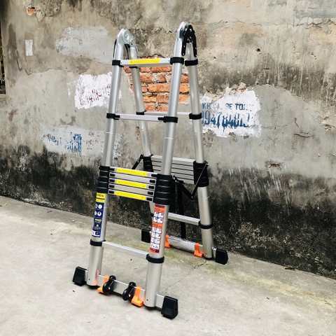 Thang nhôm rút gọn NiNDA ND-50AIS chữ A 2m5, có bánh xe tiện lợi