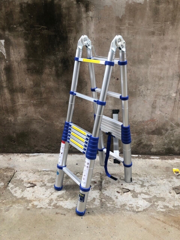 Thang nhôm rút gọn NiNDA NK-38AI đai xanh, chữ A cao 1m9