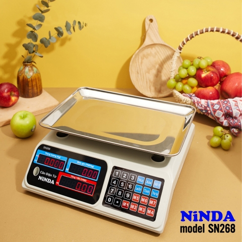 Cân điện tử tính tiền NiNDA SN268 tải trọng 15kg, bàn phím tiếng việt, độ chính xác cao