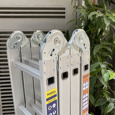 Thang nhôm Ninda ND-404 gấp chữ M, cao 4m7