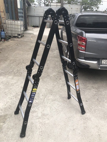 Thang nhôm Ninda ND-803B gấp chữ M, cao 3m7, thang chuyên dụng cho thợ điều hòa, điện lạnh