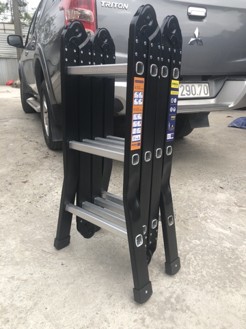 Thang nhôm Ninda ND-803B gấp chữ M, cao 3m7, thang chuyên dụng cho thợ điều hòa, điện lạnh