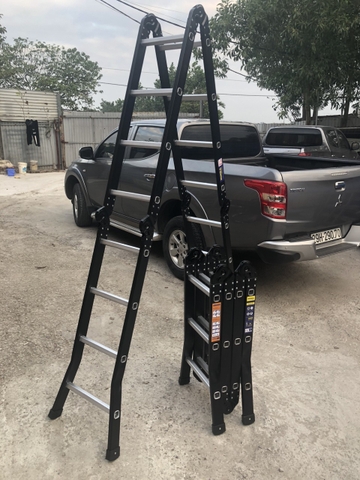 Thang nhôm Ninda ND-805B gấp chữ M, cao 5m7, thang chuyên dụng cho thợ điều hòa, điện lạnh
