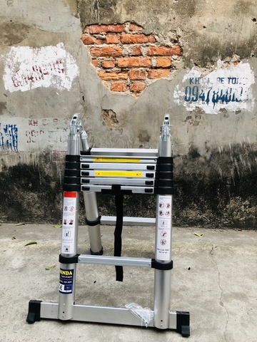 Thang nhôm rút gọn chữ A NiNDA ND-38AI, chiều cao chữ A 1m9