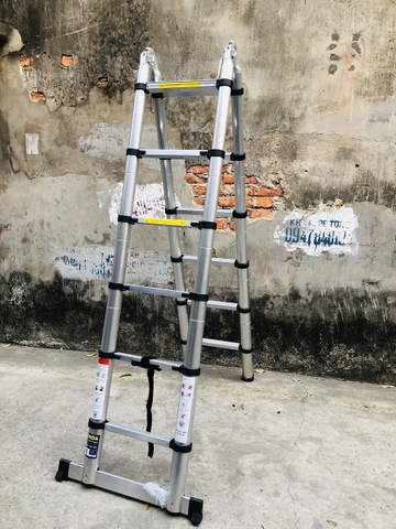 Thang nhôm rút gọn chữ A NiNDA ND-38AI, chiều cao chữ A 1m9