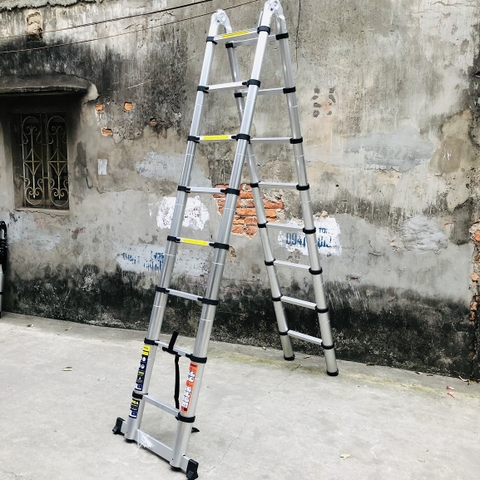 Thang nhôm rút gọn chữ A NiNDA ND-50AI, chiều cao chữ A 2m5