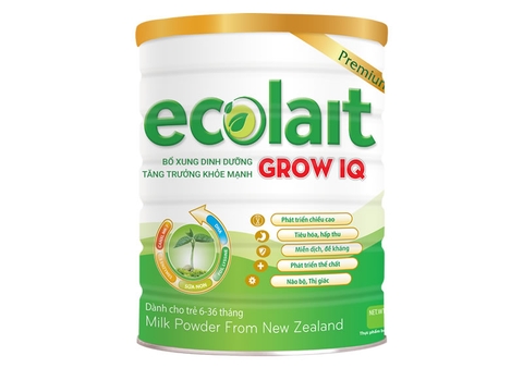 Ecolait Grow IQ Gold - Sữa chiều cao + Trí não cho bé từ 6 - 36 tháng