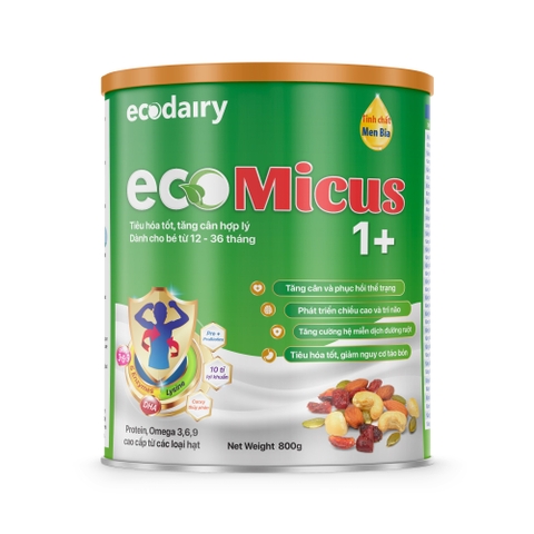Sữa hạt tiêu hóa EcoMicus 1+ Từ 12 - 36 tháng của Viện Dinh Dưỡng NCCI