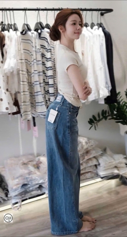 QUAN121- Quần JEANS xanh suông rộng