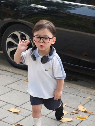 BT853-Bộ áo polo trắng phối quần short thêu ngựa cho bé 9-26kg