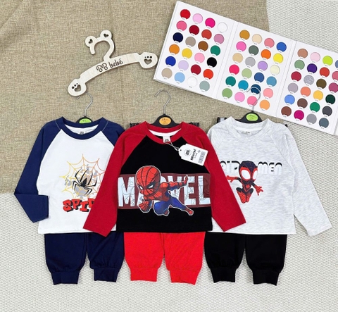 CB403- Combo 3 bộ thun díp dài tay siêu nhân đỏ xanh trắng bé trai