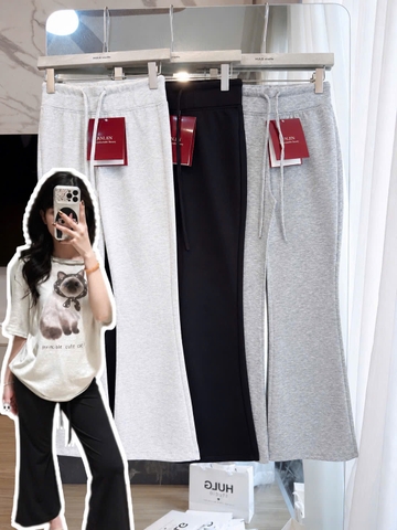 QUAN128- quần thun zip loe dáng thoải mái 3 màu