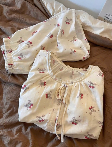 SET964-  Bộ pijama cộc tay đũi hoa nhí mát