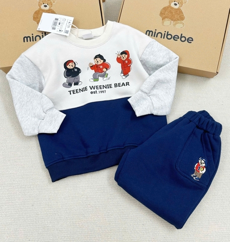 BN181 (9-26kg) Bộ thu đông dài tay bé trai TENNI phối xanh xám VNXK