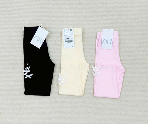 CB164-Combo 3 quần legging bé gái đính nơ vải cottton co dãn