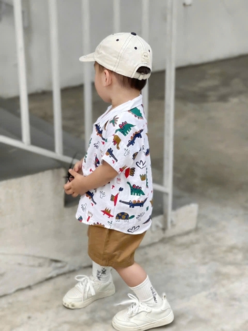 BT460- bộ áo sơ trang mi khủng long quần kaki màu be