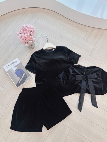 Set740- SET NHUNG PHỐI REN NƠ SAU