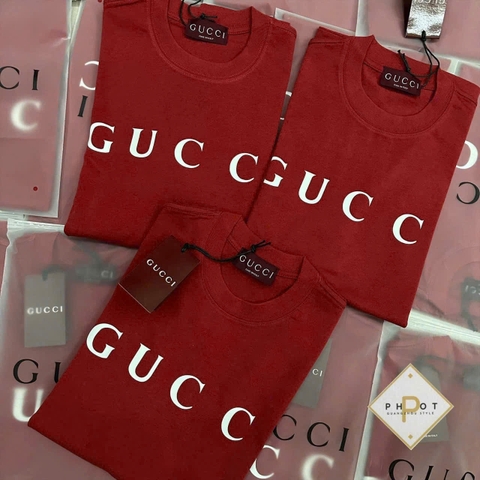 A165-Áo phông đỏ GU XÌ dáng suông QUẢNG CHÂU