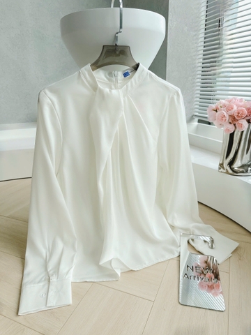 ✨A218- ÁO SƠ MI LỤA TRẮNG CỔ CÁCH ĐIỆU DÀI TAY