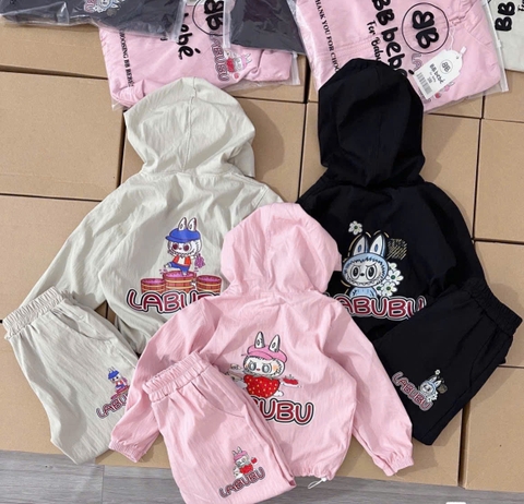 Bn174-Bộ gió thu đông bé gái LABUBU có mũ VNXK