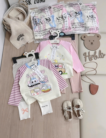 Bt749- Combo 2 bộ Labbu legging tăm dài tay bé gái