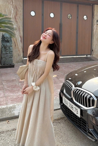 ☘️Dam161-  VÁY maxi lien  LI CÚC TRAI CHUN SAU 2 màu trắng- đỏ 🌷