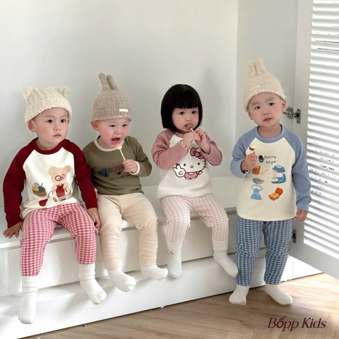 BT732- Bộ zip lông 4 màu mới phối tay