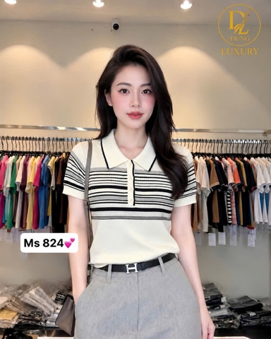 A794- Ao llên cộc kẻ nhỏ ngang ngực cổ Đức 4 màu