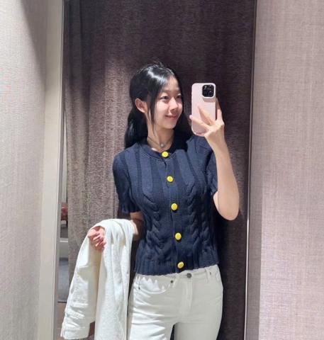 A370-Áo len thừng than khuy đồng hàng nhà máy full tem dày dặn