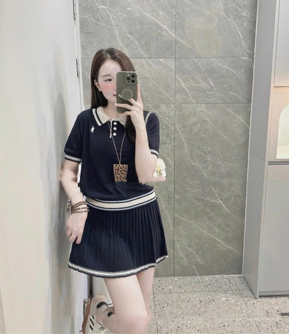 Set724- Set len Quảng châu viền thêu 2 màu be- đen