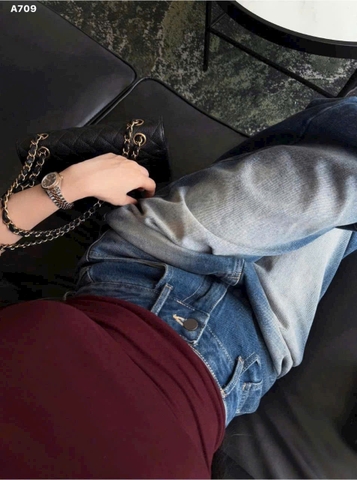 A178-Áo thun díp đỏ kín cổ màu đỏ đô