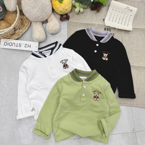 Bt690- Combo 3 áo thêu GẤU Cosy cổ bo dệt loại đẹp