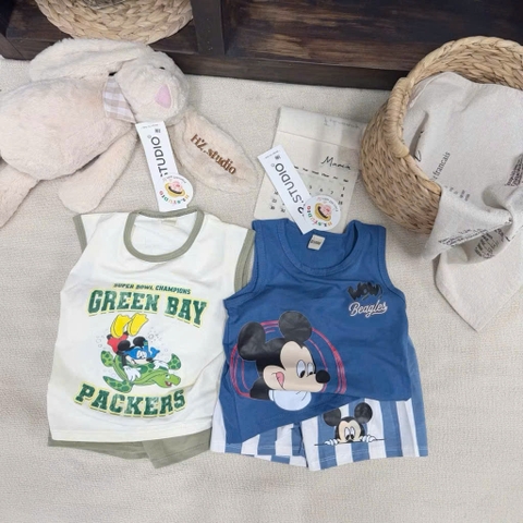 BT947-Combo 2 bộ balo viền 4 MÀU MIX đen-xanh-trắng-be