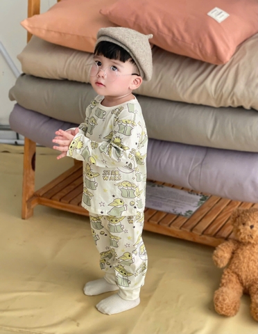 CB385- Combo 2 bộ thun dài tay bé trai xanh be